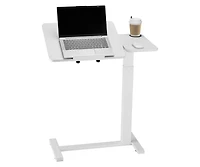 Sugift Overbed Rolling Table with Flip Desktop 4 Hidden Wheels Height Adjustable