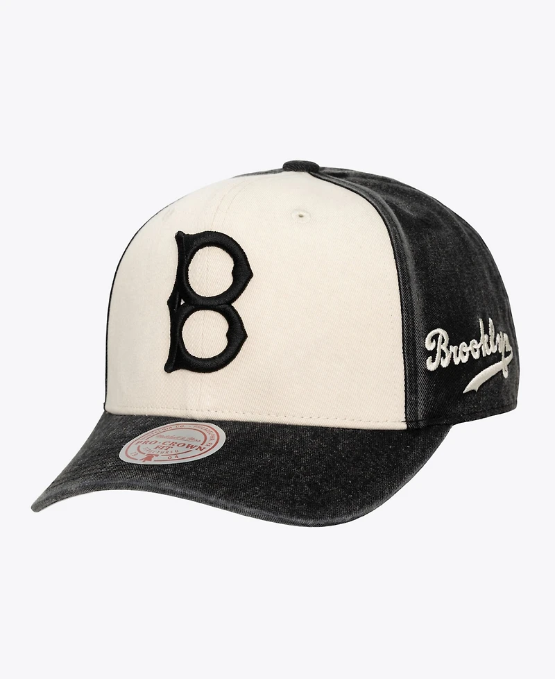 Mitchell & Ness Men's and Women's Cream/Black Brooklyn Dodgers Snow Block Pro Crown Adjustable Hat