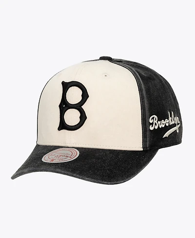 Mitchell & Ness Men's and Women's Cream/Black Brooklyn Dodgers Snow Block Pro Crown Adjustable Hat