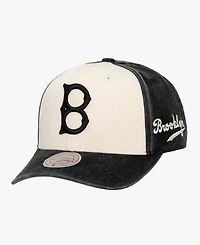 Mitchell & Ness Men's and Women's Cream/Black Brooklyn Dodgers Snow Block Pro Crown Adjustable Hat