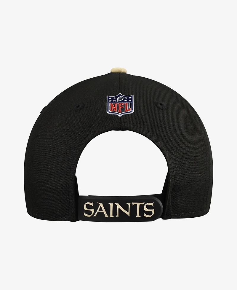 New Era Big Boys and Girls Black/Gold New Orleans Saints 2026 Nfl Draft Pre-Curved 9FIFTY Snapback Hat