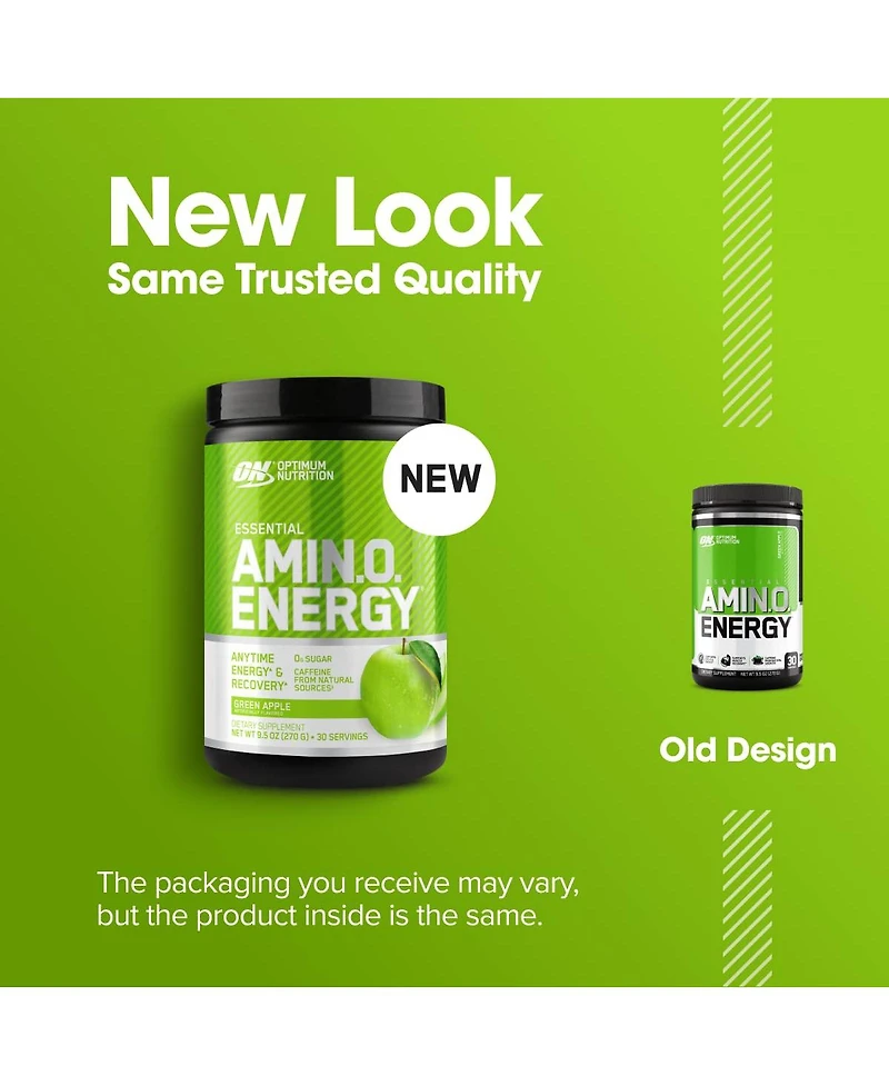 Optimum Nutrition Amino Energy, Pre Workout with Tea, Bcaa, Amino Acids, Keto Friendly, Coffee Extract, Apple, 30 Servings