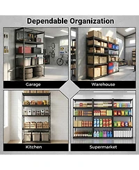 Gouun 5-Tier Heavy-Duty Metal Wire Shelving Unit, Set of 2