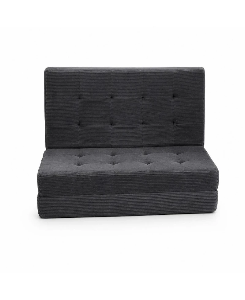 homfan 6" Tri-Fold Mattress 75" x 54.3", Corduroy Sofa Bed & Guest Floor Mattress, Portable Foam for Camping, Bedroom Living Room