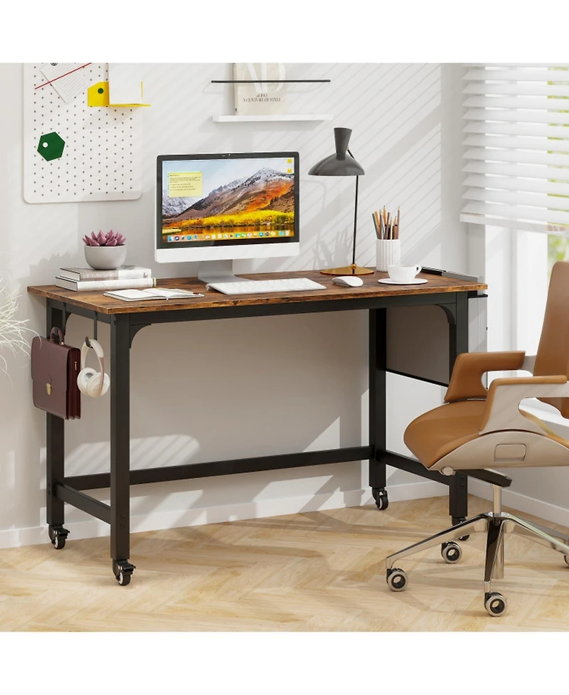 Gouun Rolling Computer Desk with Reversible Fabric Storage Bag