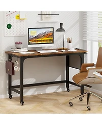Gouun Rolling Computer Desk with Reversible Fabric Storage Bag