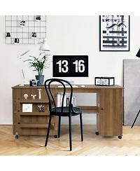 Gouun Folding Sewing Craft Table Storage Shelves Lockable Casters Cabinet