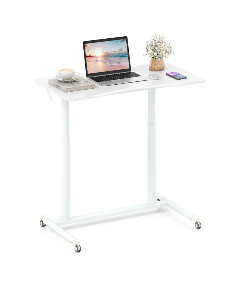 Gouun Sit-to-Stand Rolling Computer Desk with Adjustable Height
