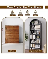 Boyel Living 73" Metal Arched Bookcase with Adjustable Shelves, Tall Bookshelf for Home Office and Living Room