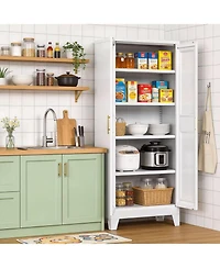 Boyel Living Metal Kitchen Pantry Cabinet with Doors and Shelves, Tall Storage Organizer for Home Office Garage