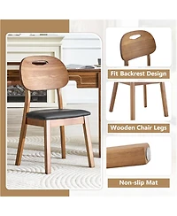 Rainsken Solid Wood Dining Chair Set of 2, Hollowed Out Backrests, Mid Century Chair, for Room, Kitchen
