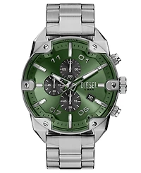Diesel Men's Spiked Quartz Chronograph Silver Stainless Steel Watch 49mm
