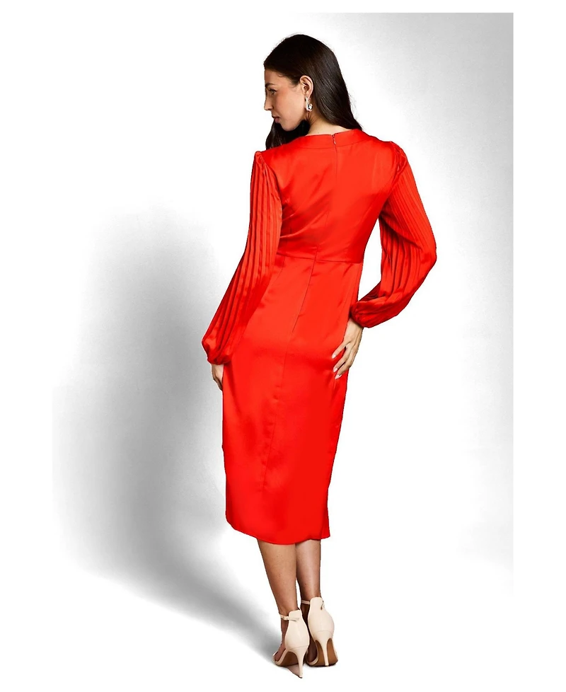 Coast Women's Satin Long Sleeve V-Neck Wrap Dress