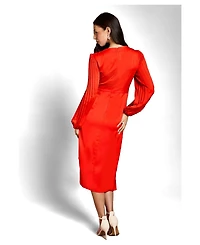 Coast Women's Satin Long Sleeve V-Neck Wrap Dress