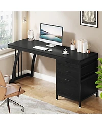 Tribesigns Computer Desk with 3 Drawers, Pc Desk with Reversible Drawers,Study Writing Table Workstation,File Storage for Home Office