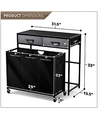 Sorbus Dresser with 3 Section Laundry Hamper and 2 Drawers for Room Organization