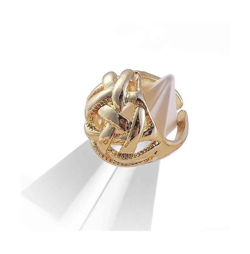 Sohi Women's California Gold The Basket Weave Statement Ring