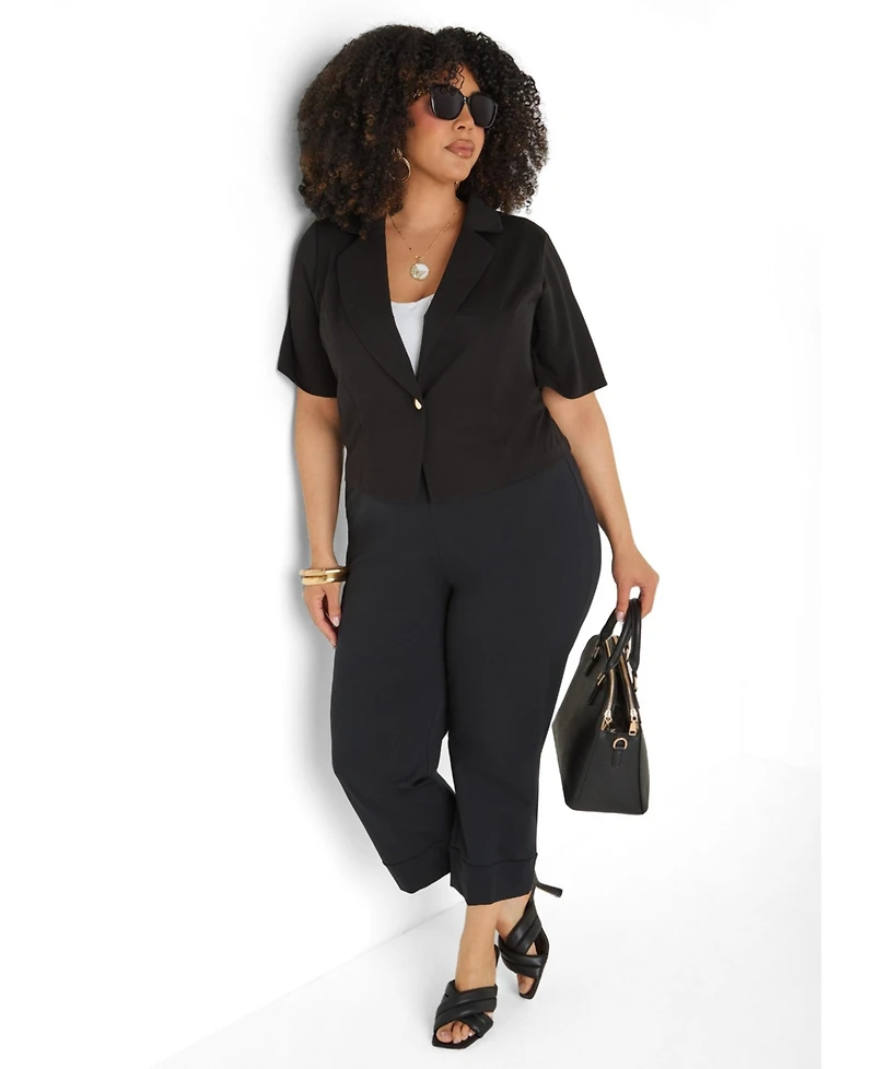 Ashley Stewart Women's Plus Cropped Stretch Crepe Blazer