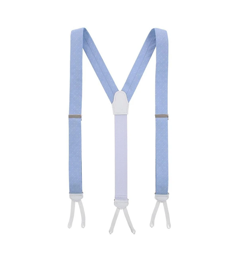 Trafalgar Men's Churchill Chambray Polka Dot Linen Blend Formal End Suspenders