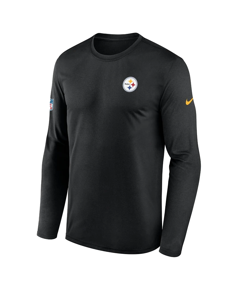 Nike Men's Black Pittsburgh Steelers Sideline Small Logo Legend Dri-fit Long Sleeve T-Shirt