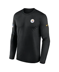 Nike Men's Black Pittsburgh Steelers Sideline Small Logo Legend Dri-fit Long Sleeve T-Shirt