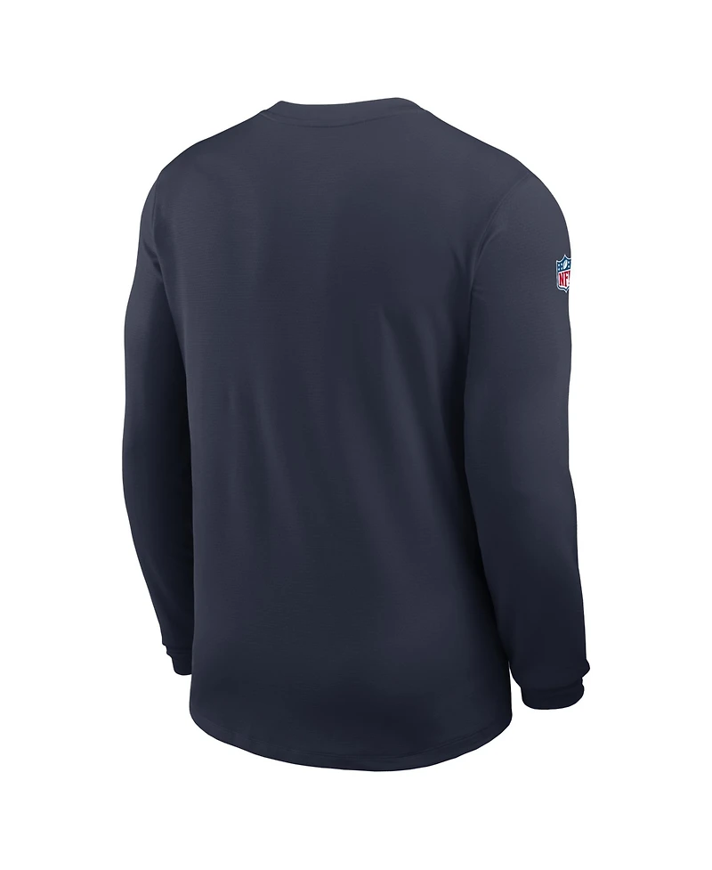 Nike Men's Navy Chicago Bears Sideline Coaches Uv Dri-fit Long Sleeve T-Shirt