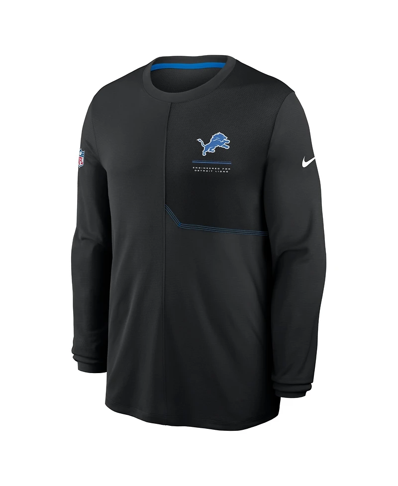 Nike Men's Black Detroit Lions Sideline Coaches Uv Dri-fit Long Sleeve T-Shirt