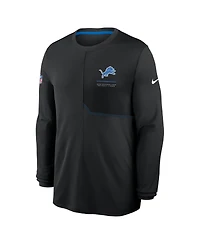 Nike Men's Black Detroit Lions Sideline Coaches Uv Dri-fit Long Sleeve T-Shirt