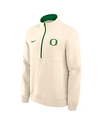 Nike Men's Cream Oregon Ducks Primetime Club Fleece Half-Zip Pullover Sweatshirt
