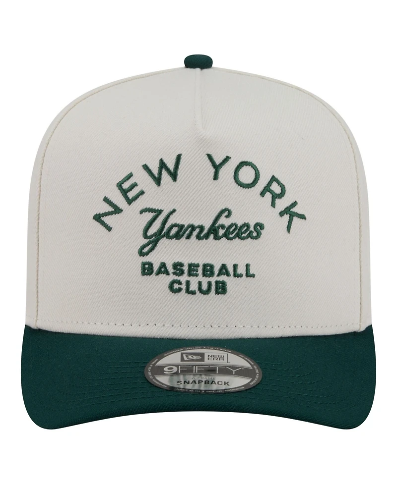New Era Men's Cream/Dark Green New York Yankees Chrome A-Frame 9FIFTY Snapback Hat