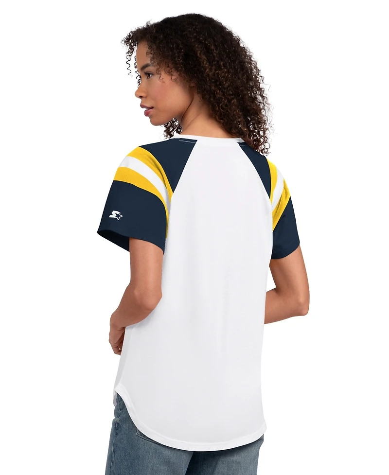 Starter Women's White Milwaukee Brewers Game On Notch Neck Raglan T-Shirt
