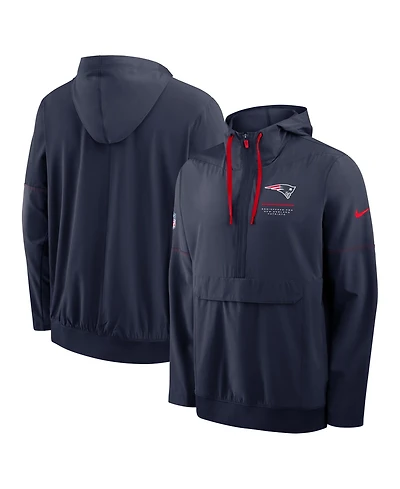 Nike Men's Navy New England Patriots Sideline Anorak Half-Zip Hooded Jacket