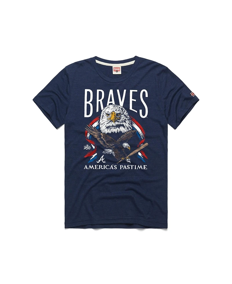 Homage Men's Navy Atlanta Braves America's Pastime Tri-Blend T-Shirt