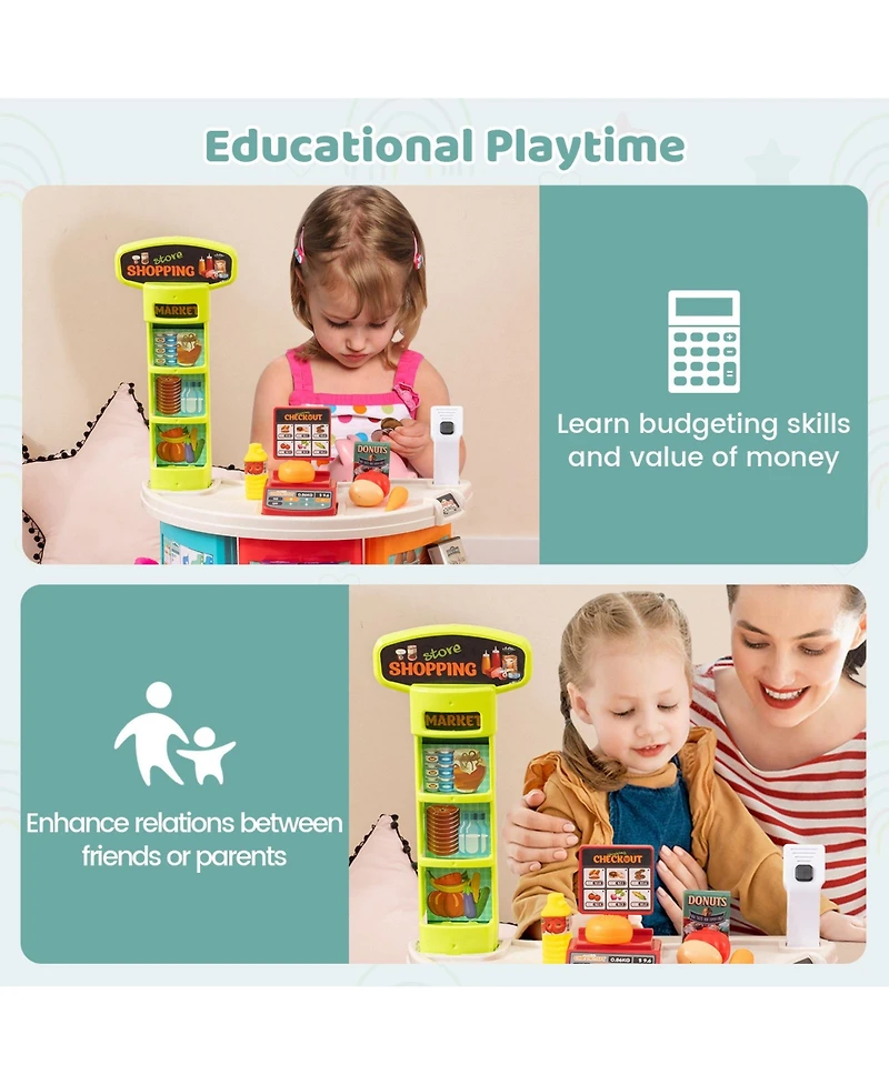 Slickblue 76 Piece Kids Grocery Store Play Set with Shopping Cart Pretend