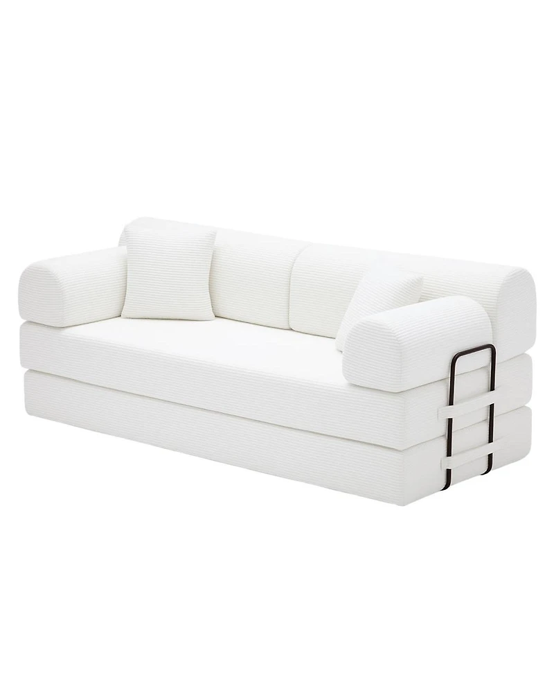 Maison Boucle 78.74'' Corduroy Convertible Sleeper Sofa Bed, 3 Seater, Floor
