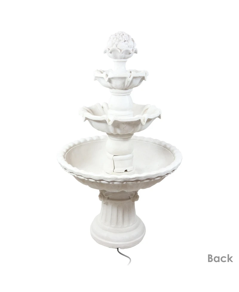 52"H Electric Fiberglass 4-Tier Fruit Top Outdoor Water Fountain, White Finish