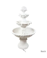 52"H Electric Fiberglass 4-Tier Fruit Top Outdoor Water Fountain, White Finish