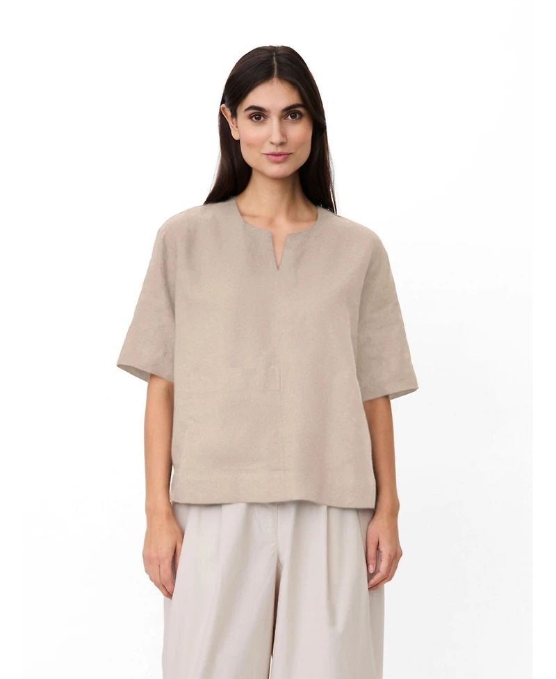 Masai Copenhagen Women's Madolorea Linen Short Sleeve Tunic Top