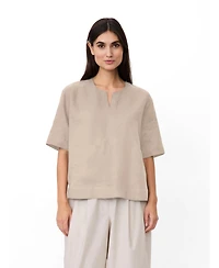 Masai Copenhagen Women's Madolorea Linen Short Sleeve Tunic Top