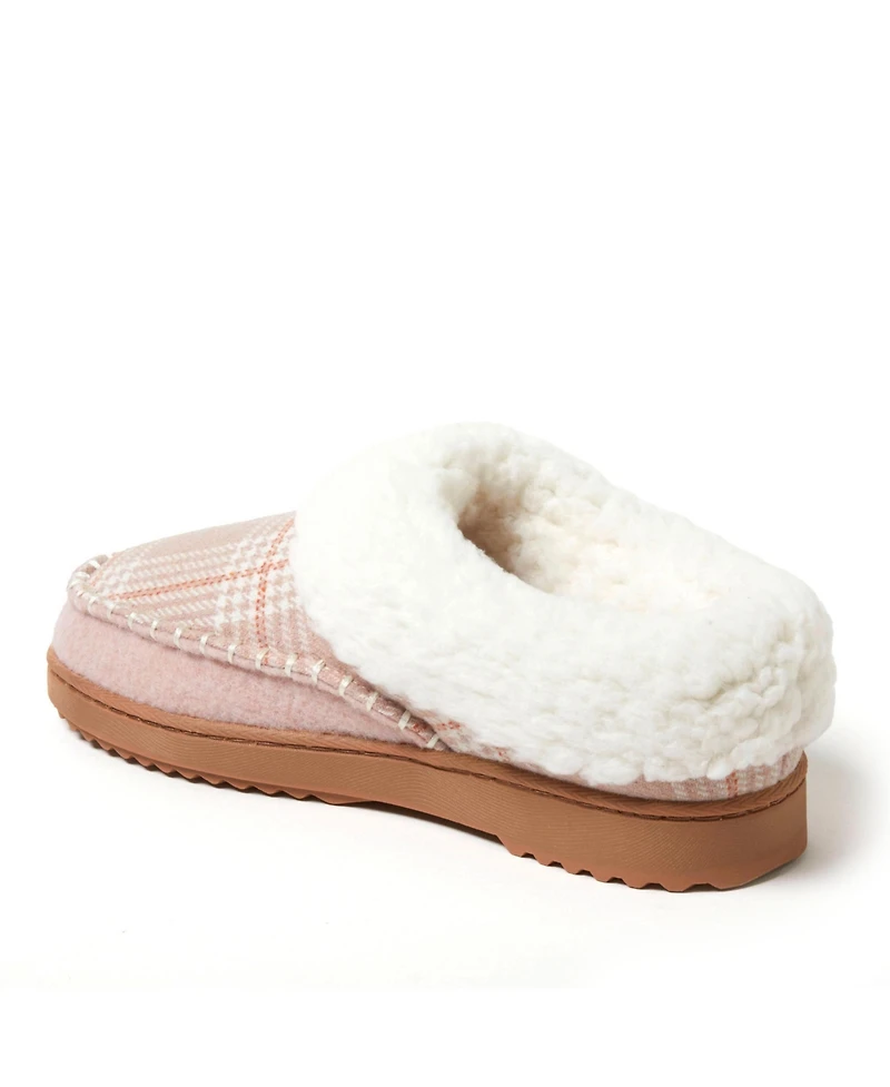 Dearfoams Women's Nyla Felted Plaid Moc Toe Clog Slippers