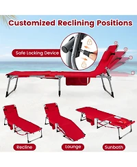 Gouun Set of 2 Portable Tanning Chairs with 4-Level Adjustable Backrest