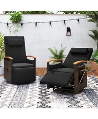 Gouun Rattan 360-Degree Swivel Outdoor Recliner Chair with Footrest