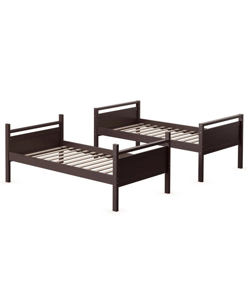 Gouun Convertible Twin Over Twin Bunk Bed with Guardrail and Ladder