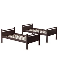 Gouun Convertible Twin Over Twin Bunk Bed with Guardrail and Ladder