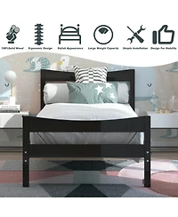 Gouun Twin Size Rustic Platform Bed Frame with Headboard and Footboard