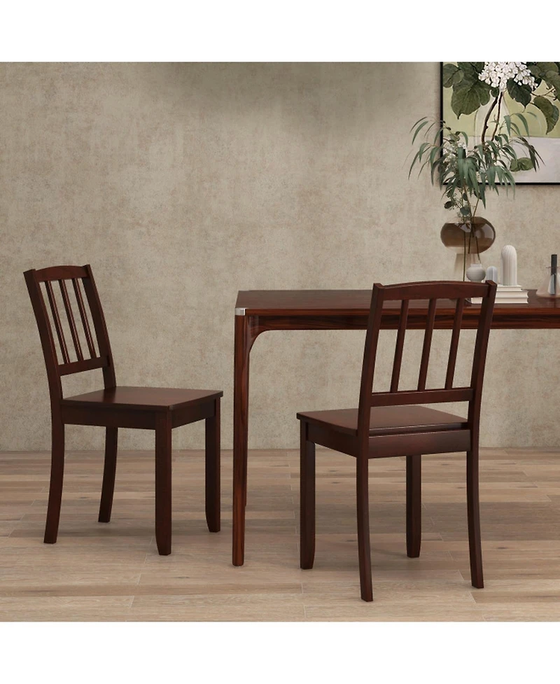 Gouun Wood Dining Chair Set of 2 with Curved Backrest and Rubberwood Legs