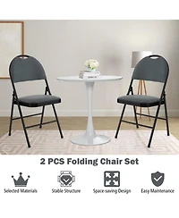Gouun 4-Piece Padded Folding Chairs Fabric Backrest Metal Frame Set