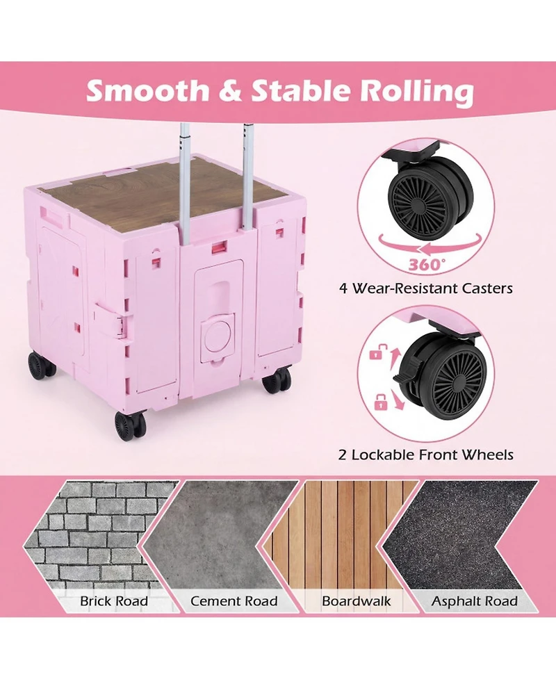 Gouun Collapsible Utility Wagon Cart with 3-Level Adjustable Handle
