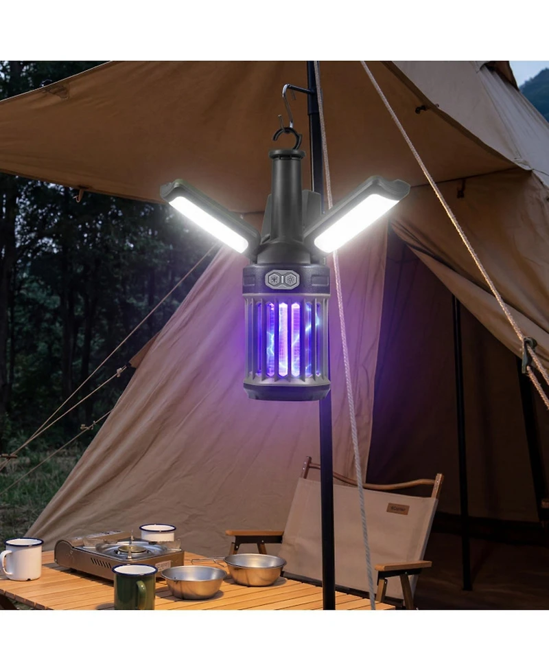 Gouun Outdoor Bug Zapper with Foldable Camping Lantern, Usb-c Rechargeable