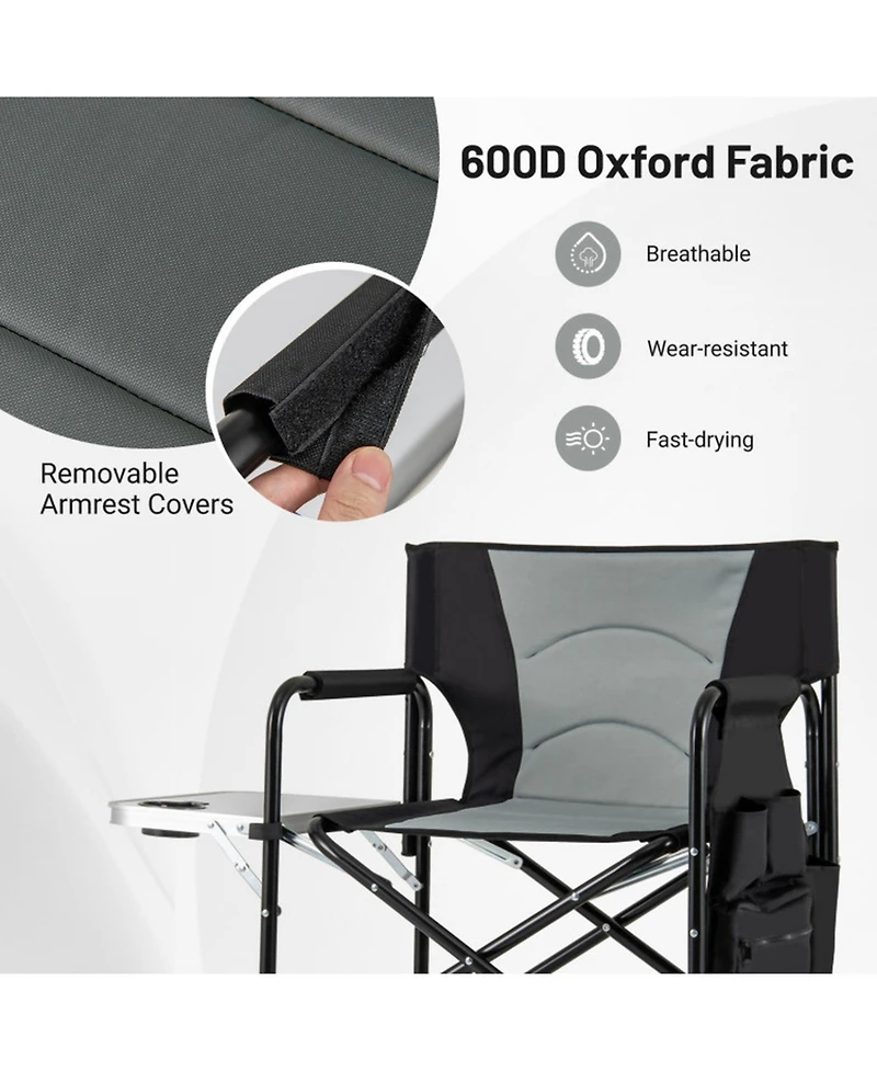 Gouun 46-Inch Tall Director's Chair with Side Table and Footrest